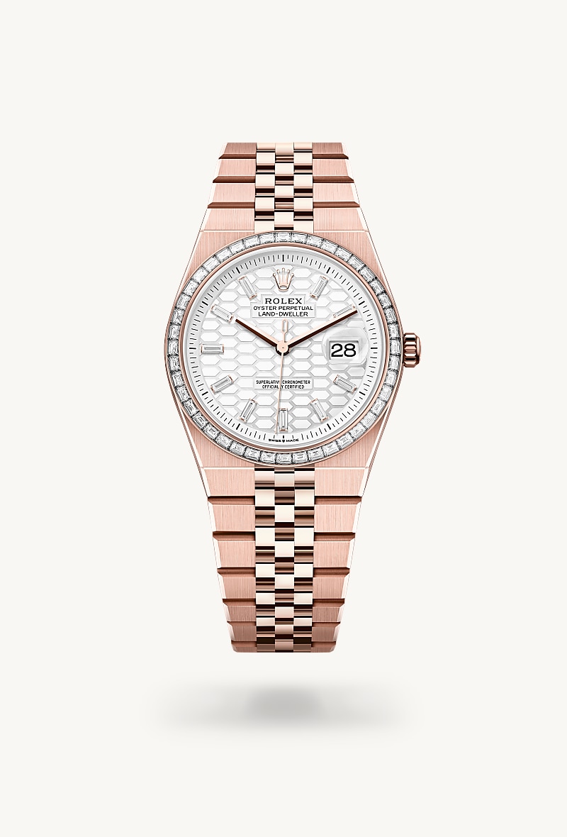 Oyster, 36 mm, emas Everose dan berlian