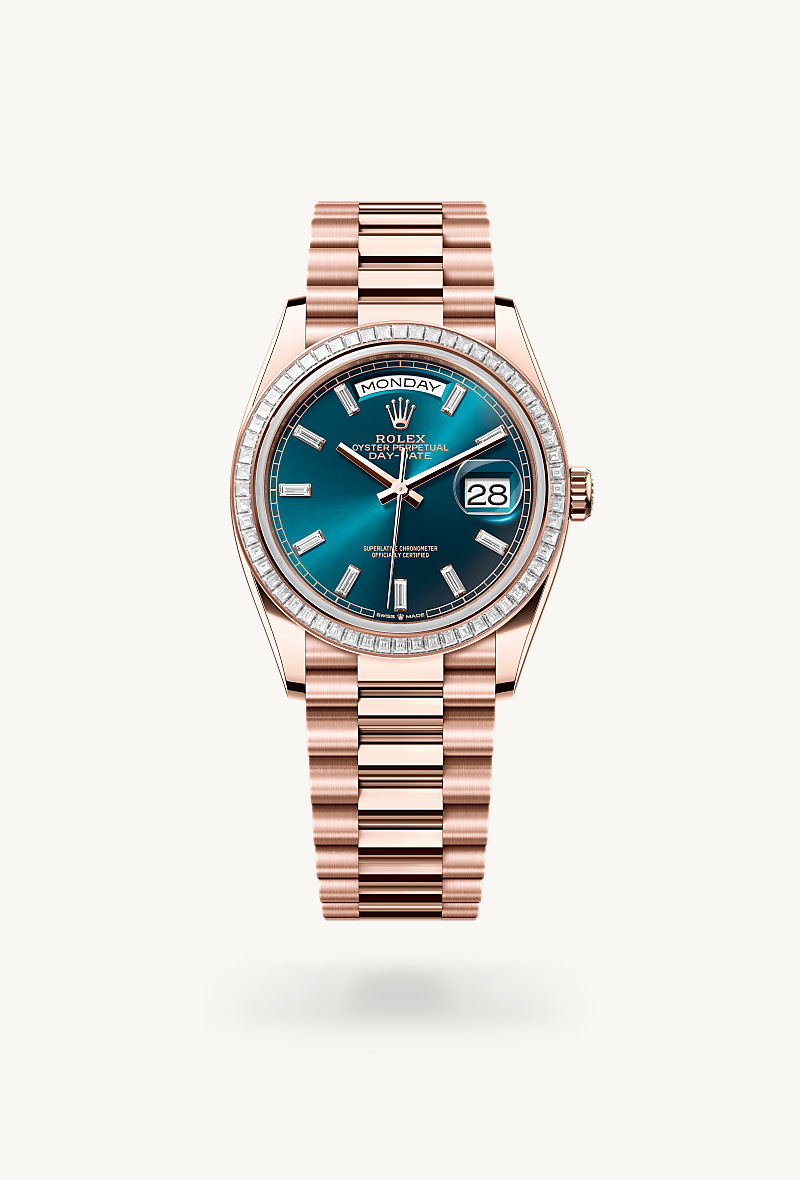 Oyster, 36 mm, emas Everose dan berlian