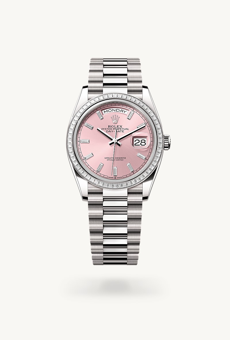 Oyster, 36 mm, emas putih dan berlian