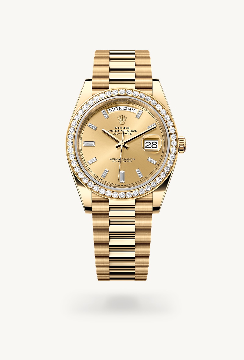 Oyster, 40 mm, emas kuning dan berlian