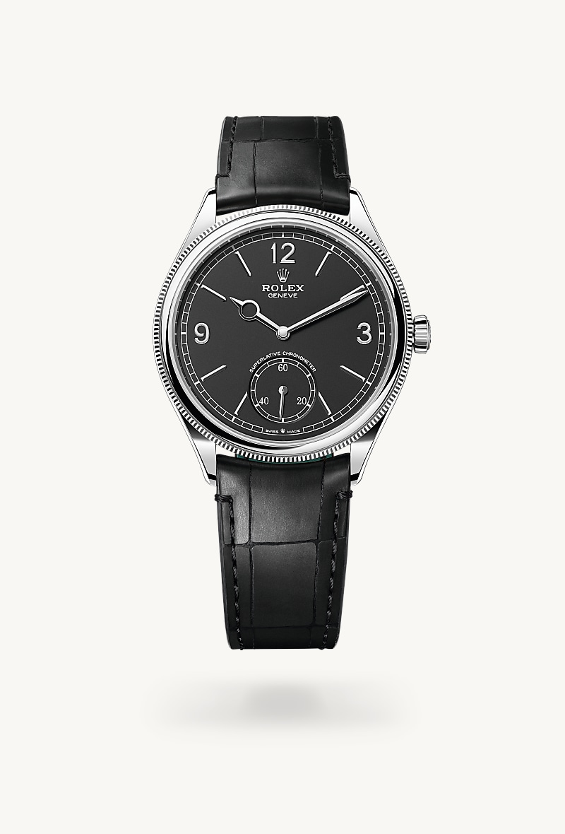39 mm, emas putih 18 karat, tampilan terpoles