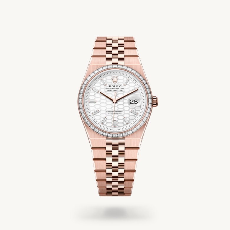 Oyster, 36 mm, emas Everose dan berlian