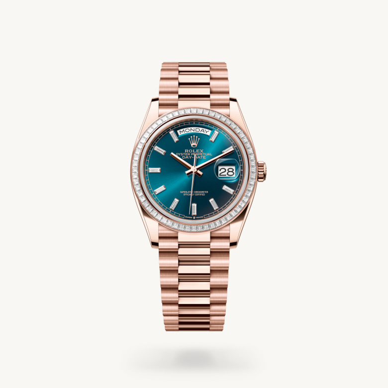 Oyster, 36 mm, emas Everose dan berlian