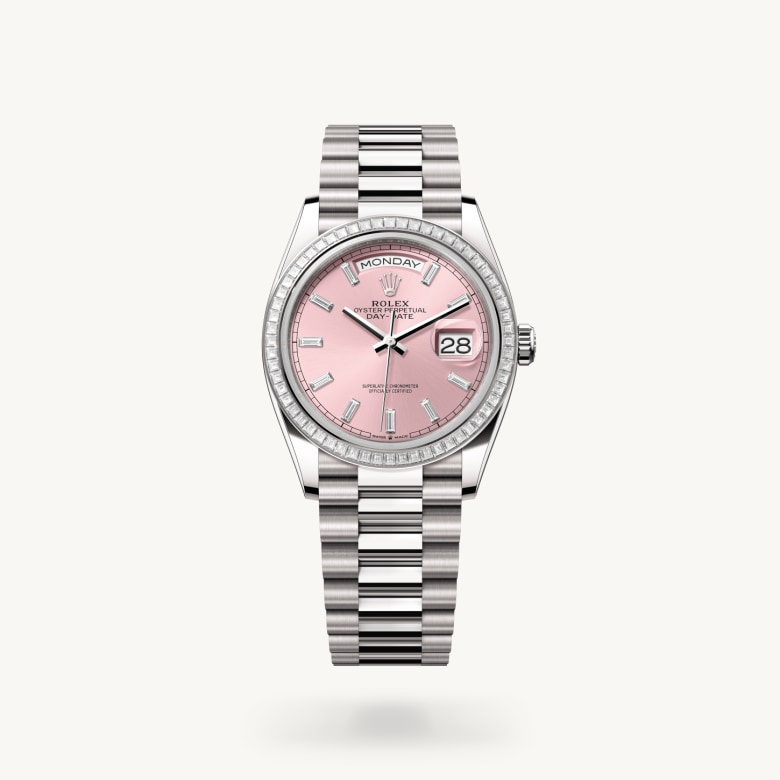 Oyster, 36 mm, emas putih dan berlian