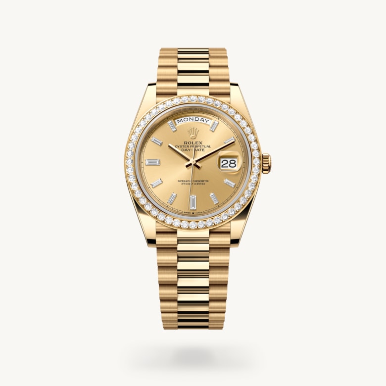 Oyster, 40 mm, emas kuning dan berlian