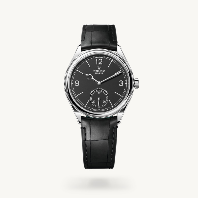 39 mm, emas putih 18 karat, tampilan terpoles