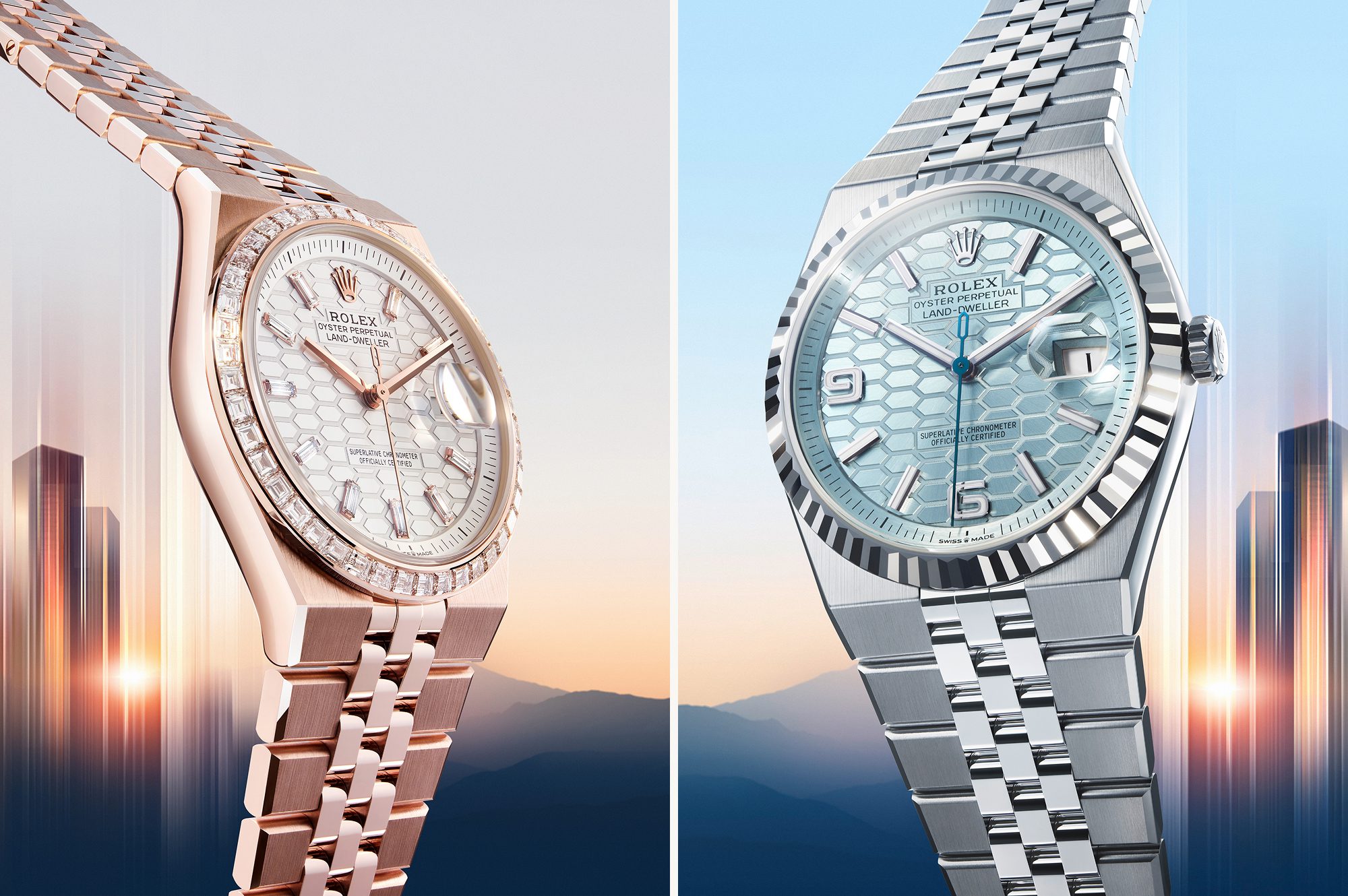 rolex new watches 2025 the land dweller m127285tbr 0002 2501fj 003 and m127336 0001 2501fj 003 landscape