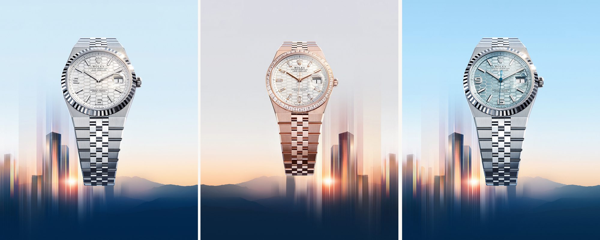 rolex new watches 2025 the land dweller m127334 0001 2501fj 001 and m127285tbr 0002 2501fj 001 and m127336 0001 2501fj 001 landscape