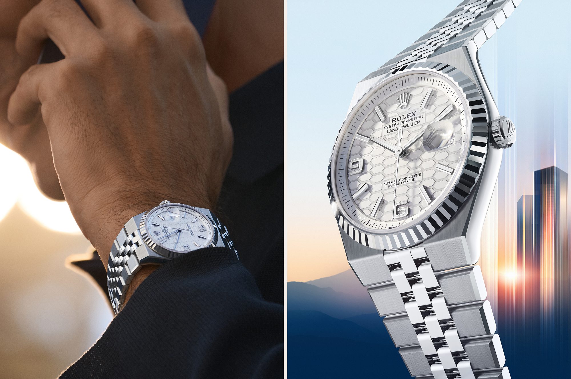 rolex new watches 2025 the land dweller rfederer 2411ab 4 and m127334 0001 2501fj 003 landscape